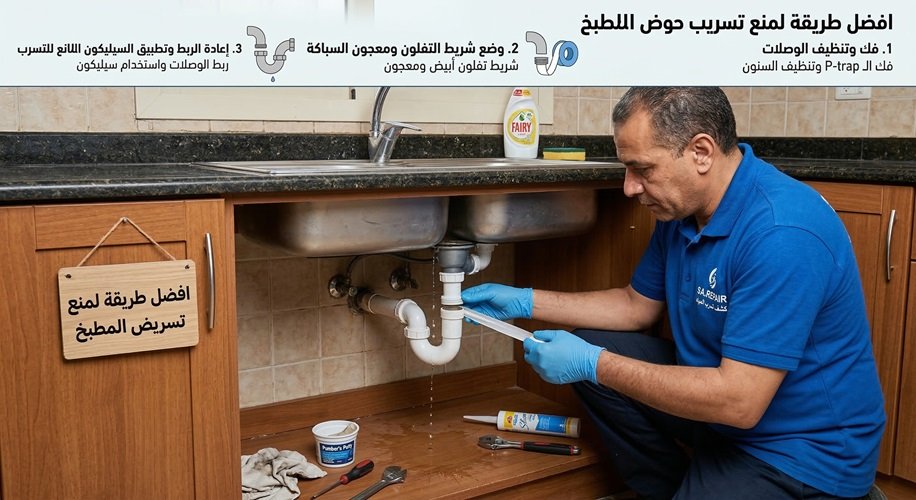 الدليل الشامل: أسهل وأفضل طريقة لمنع تسريب حوض المطبخ لإنقاذ خزائنك من التلف